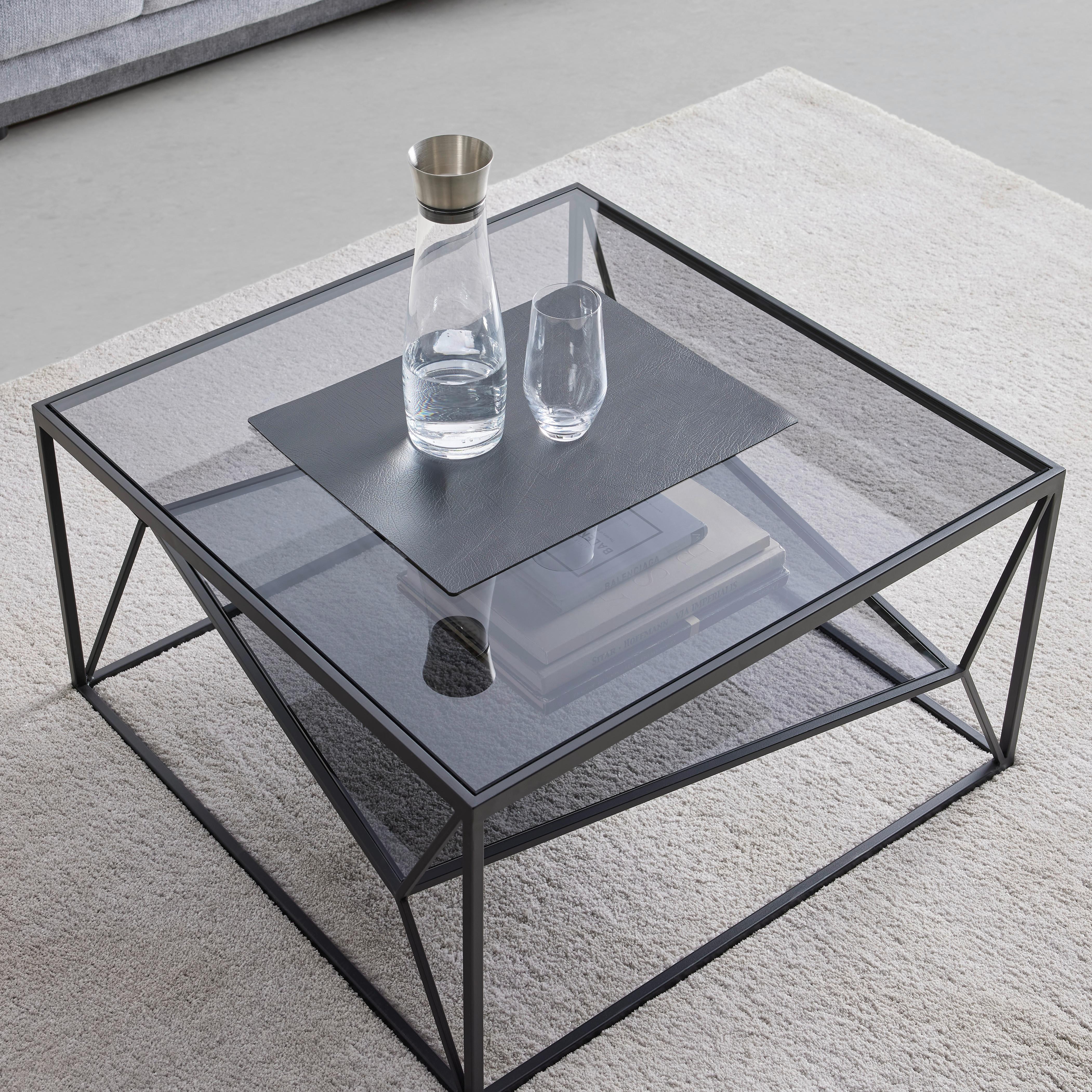 SOFFBORD ANGEL - grå/svart, Modern, metall/glas (70/38/70cm) - Premium Living