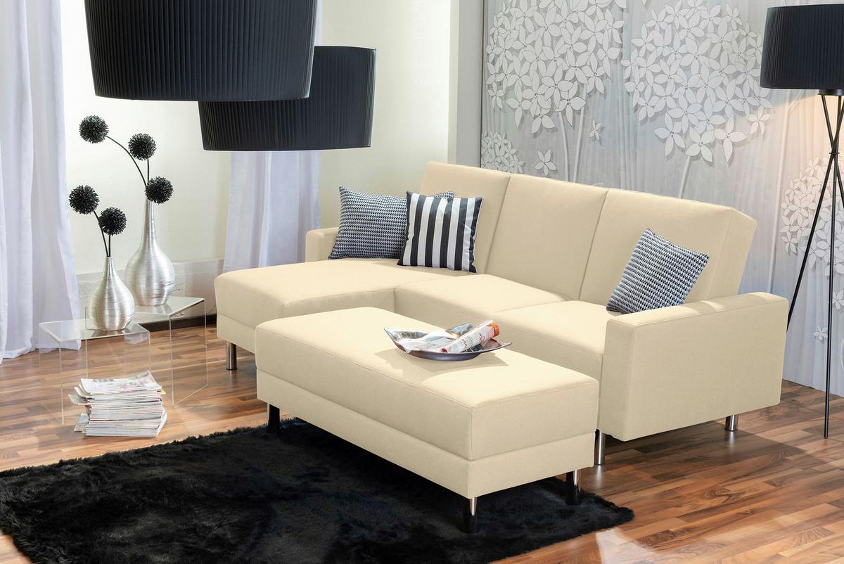 ECKSCHLAFSOFA JUST FASHION - Chromfarben/Beige, KONVENTIONELL, Textil/Metall (152/230cm) - Max Winzer