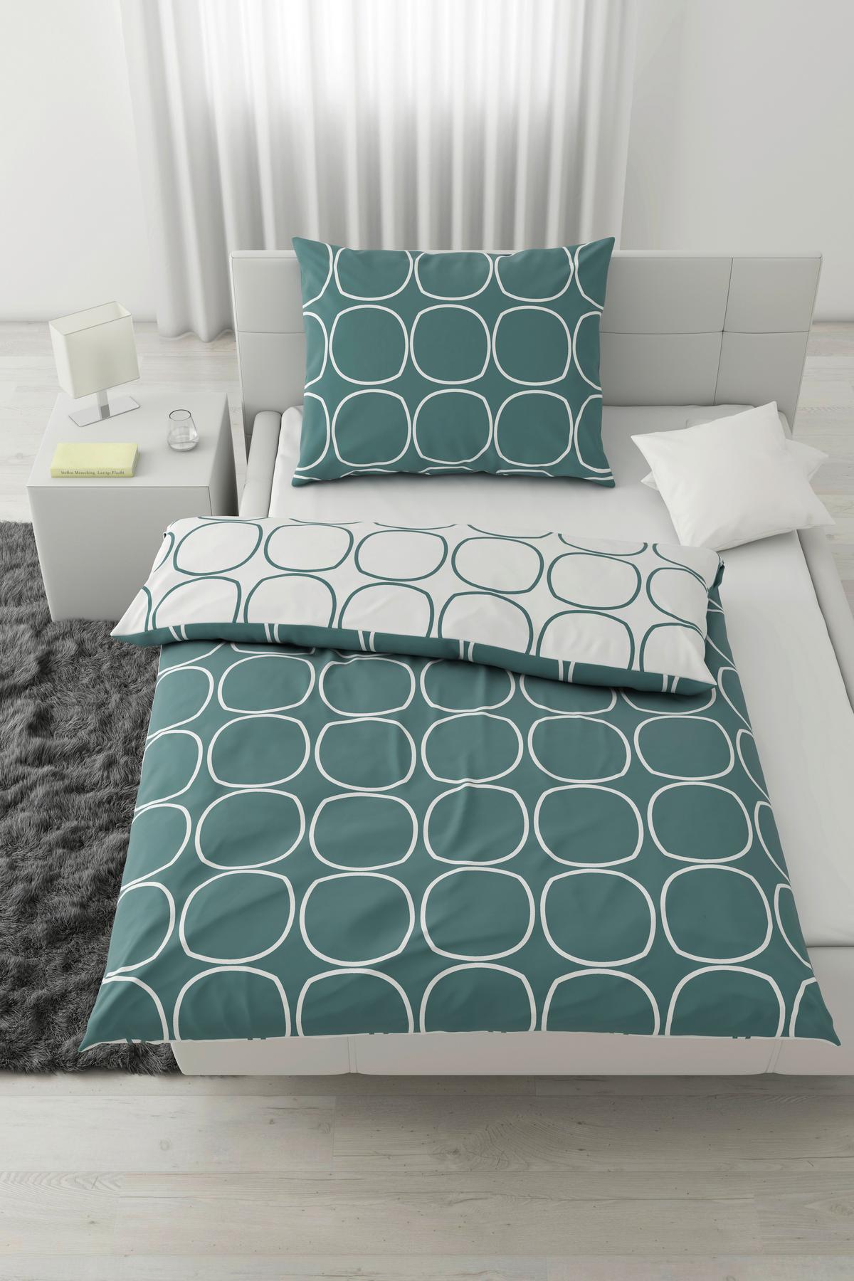 Bettwäsche Reggie Wende in Blau/Weiss ca. 160x210cm - Blau/Weiss, Konventionell, Textil (160/210cm) - Modern Living