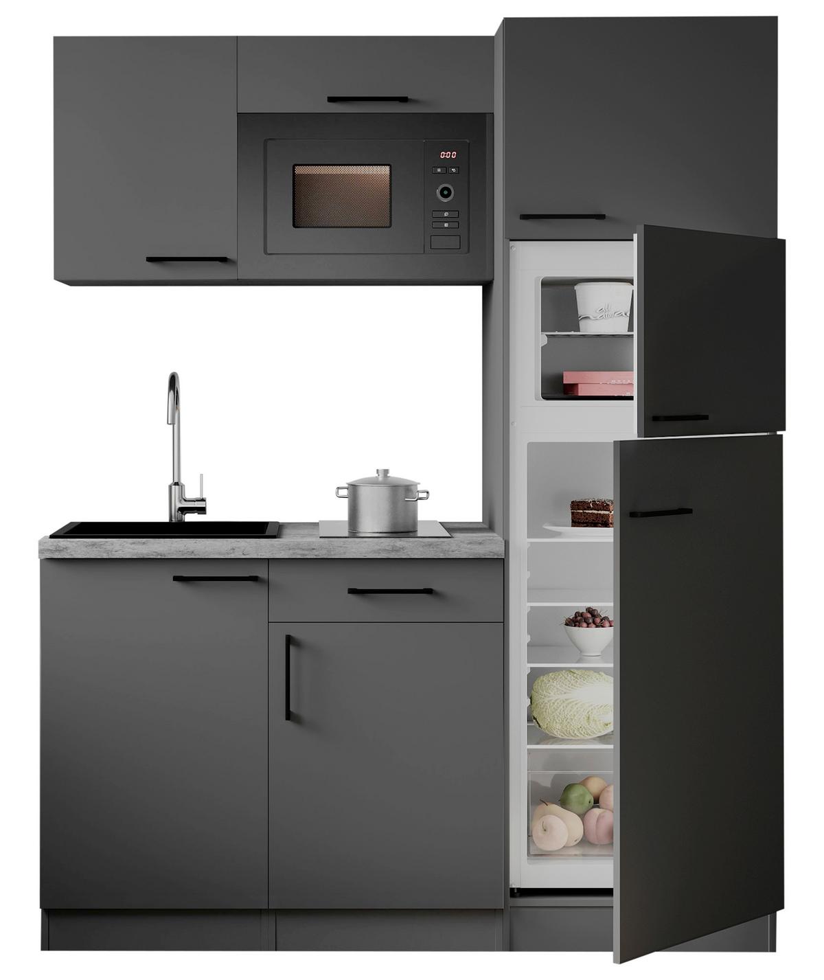 Küchenblock Oliver m. Geräten Grau - Grau, Trend, Holzwerkstoff/Metall (160cm) - Respekta