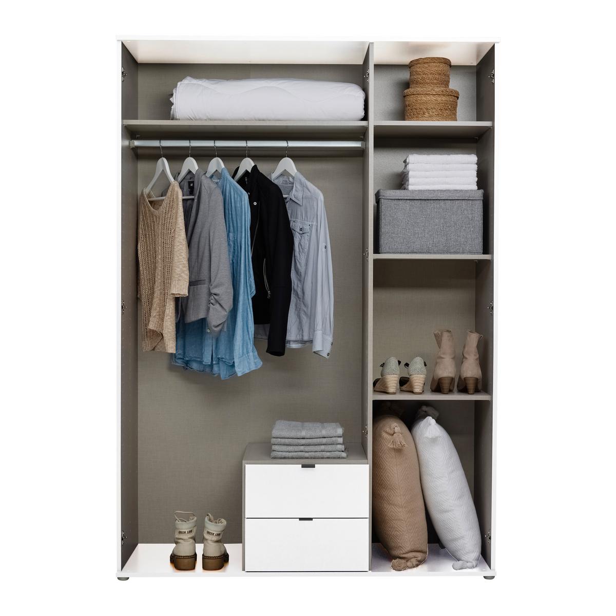 Drehtürenschrank Avila Weiß - Weiss/Grau, Konventionell, Glas/Holzwerkstoff (136/194/53cm) - Mömax