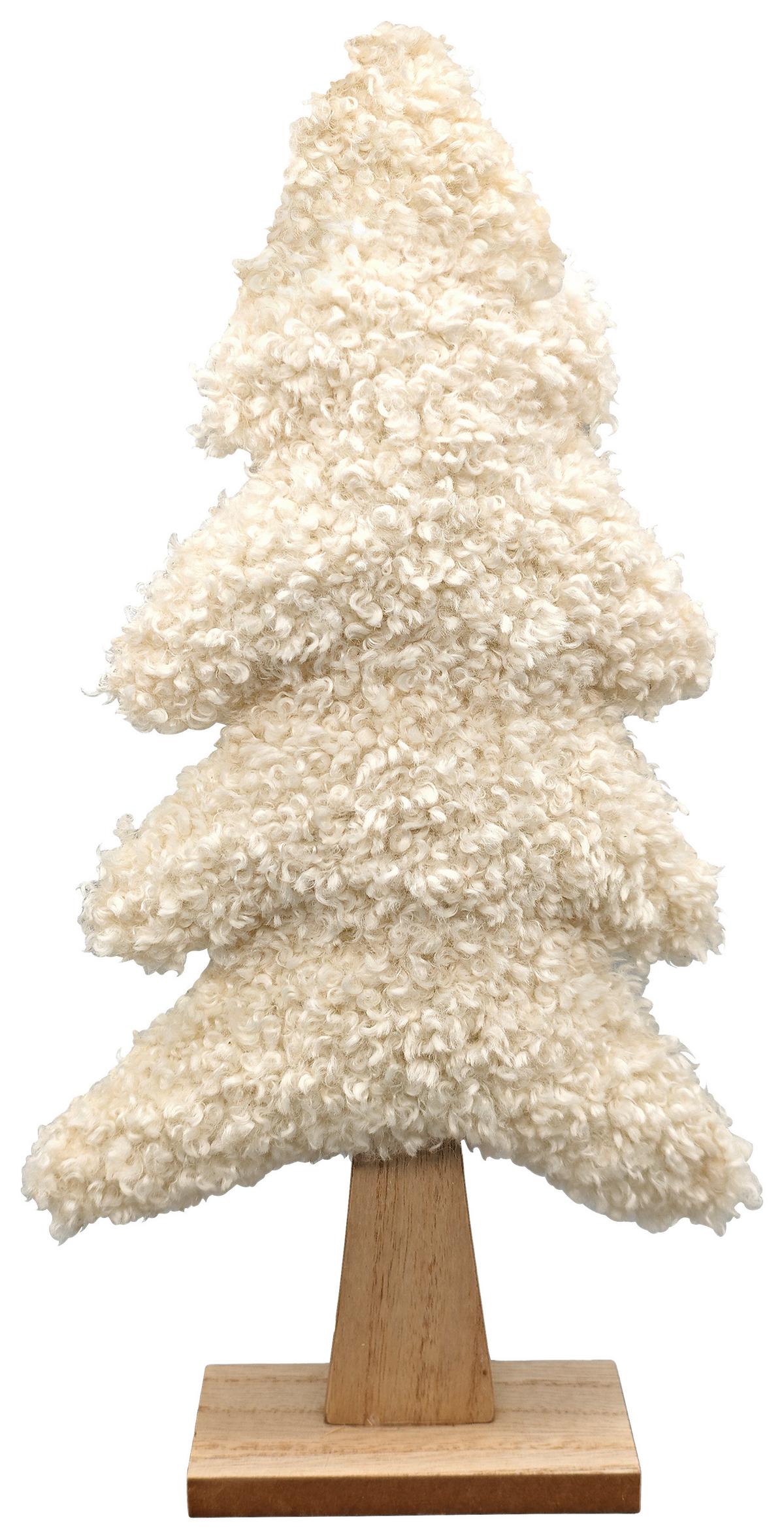 Dekobaum Amelie Weiß/Naturfarben ca. 39cm - Naturfarben/Weiß, KONVENTIONELL, Holzwerkstoff/Textil (19/39/5cm) - Mömax