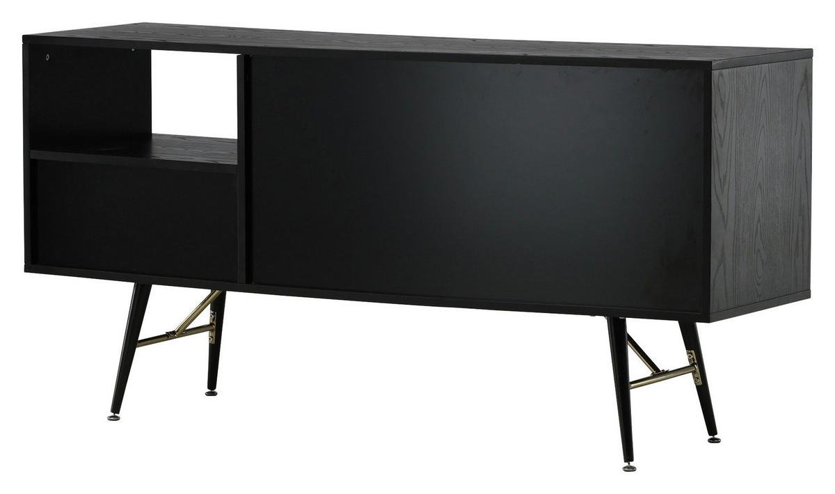 LOWBOARD GOLD - Schwarz, Design, Holzwerkstoff/Metall (160/80/46cm) - Livetastic