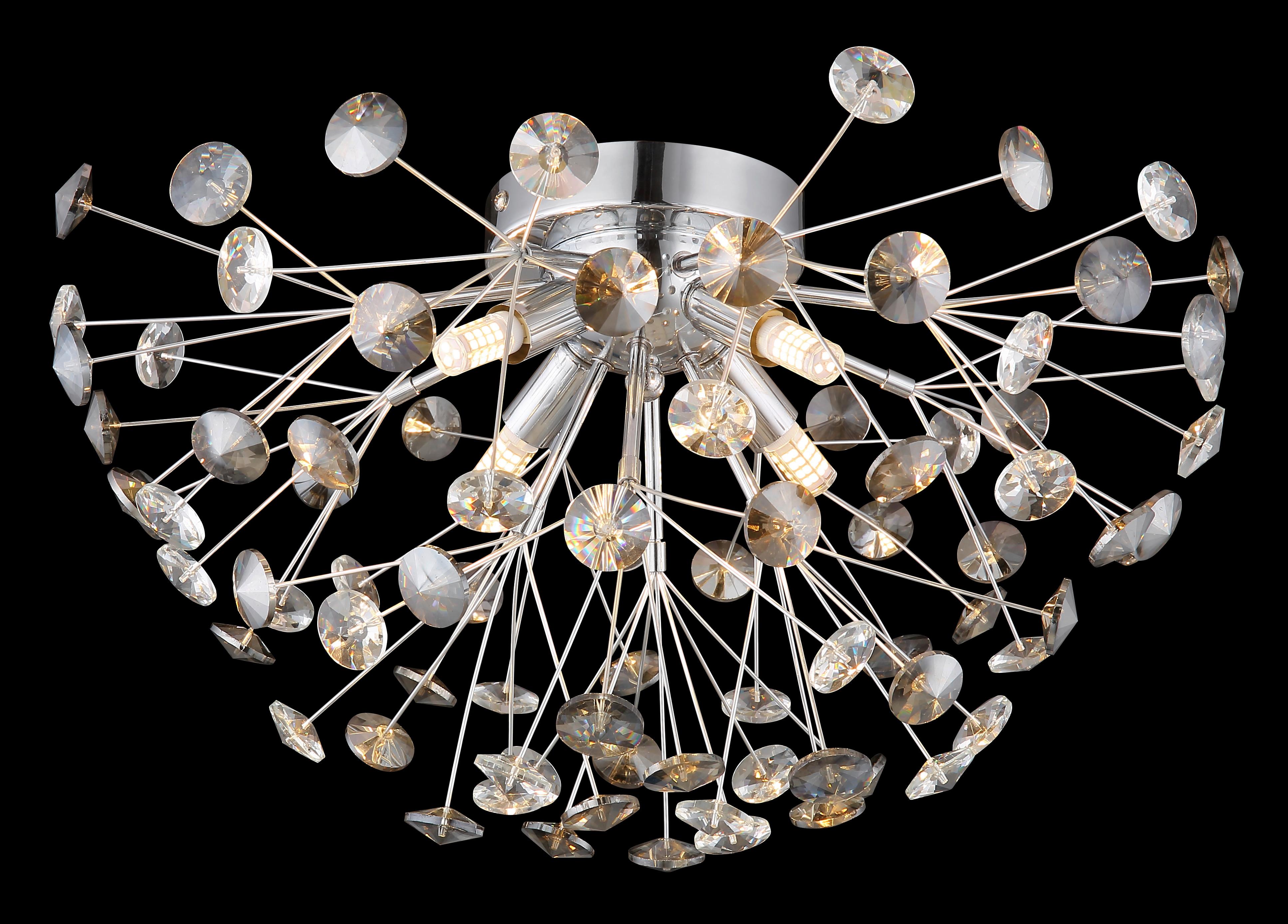 KRISTALL-DECKENLEUCHTE 64135DC KATRINA - clair/gris, Konventionell, métal/verre (45/25cm) - Globo