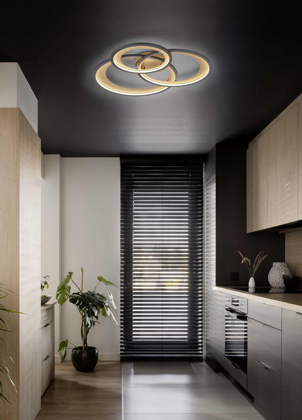 LAMPA SUFITOWA LED 673810332 GRANADA - czarny/biały, Basics, tworzywo sztuczne/metal (71,5/10,5/63,5cm) - Trio Leuchten