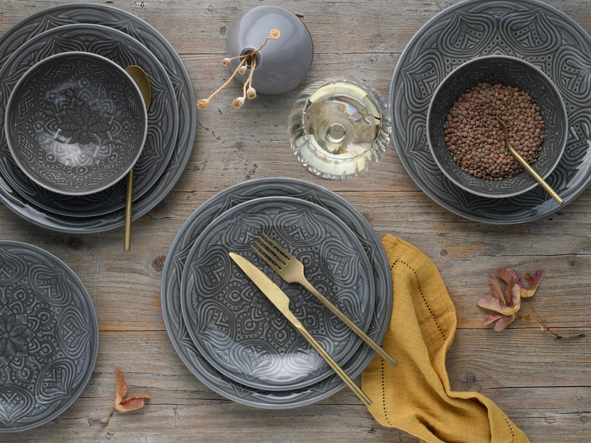 Jedilni Servis Orient Mandala, 18-Delni - siva, Basics, keramika - Creatable