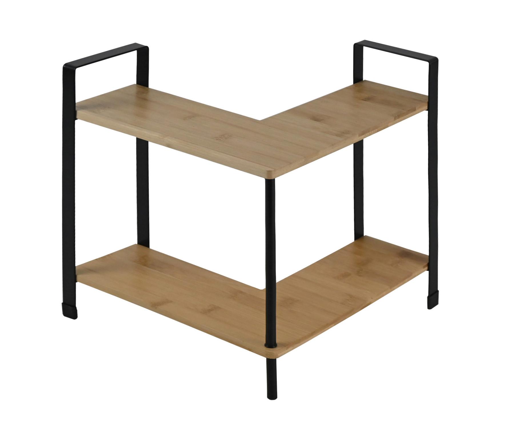 KÖKSHYLLA RITA - CORNER - svart/naturfärgad, Modern, metall/naturmaterial (30/33/30cm) - Mömax