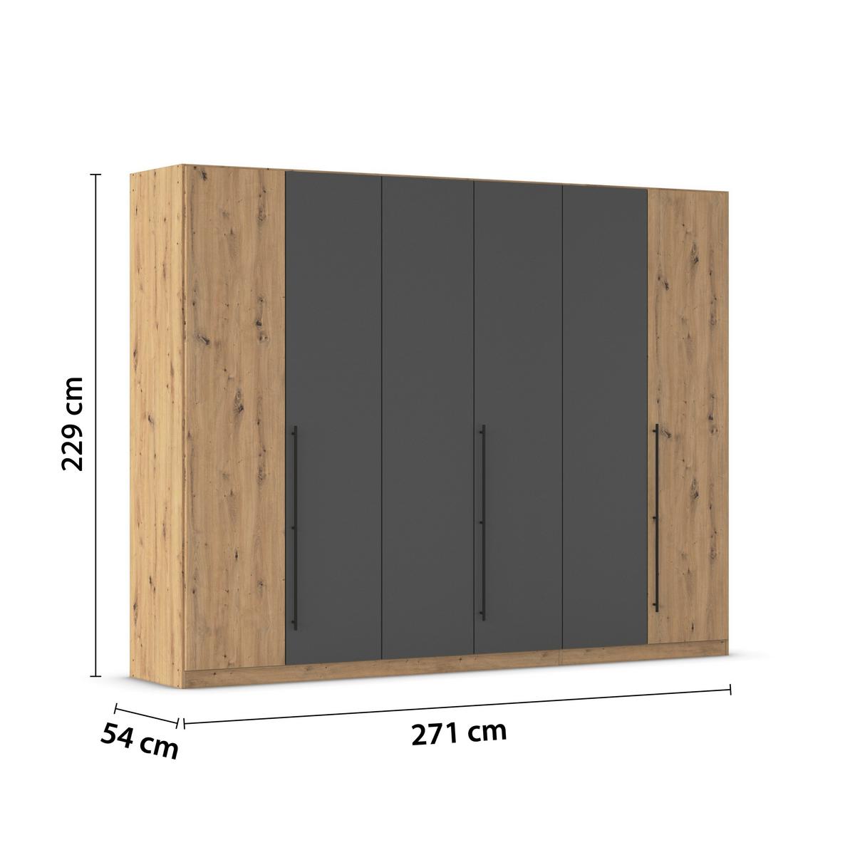 Kleiderschrank Safari Grau/Eiche Artisan - Eiche Artisan/Grau, KONVENTIONELL, Holzwerkstoff/Metall (271/229/54cm) - Based