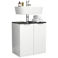 Waschbeckenunterschrank Donali ca. 56x60 cm Weiß/Schwarz - Silberfarben/Schwarz, MODERN, Holzwerkstoff/Metall (56/60/34cm) - MID.YOU