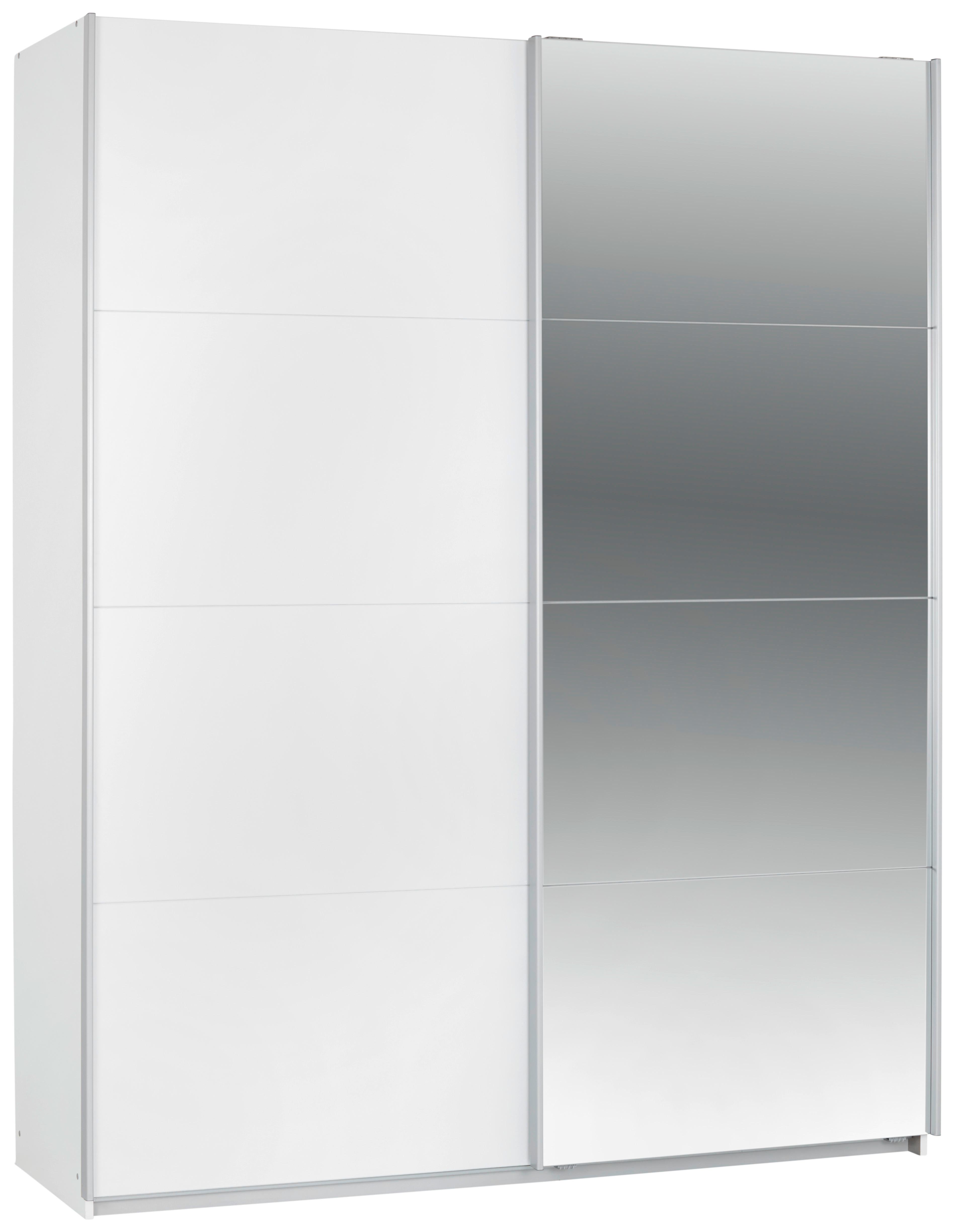 Omara Z Drsnimi Vrati Feldkirch, Bela, Ogledalo - srebrne barve/bela, Moderno, kovina/leseni material (181/229/62cm)