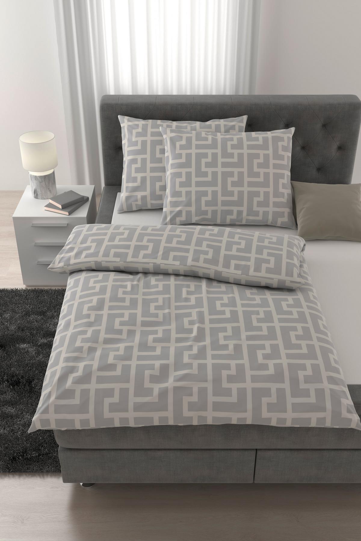 Bettwäsche Mäander XXL Naturfarben ca. 200x220cm - Naturfarben, ROMANTIK / LANDHAUS, Textil (200/220cm) - Mömax