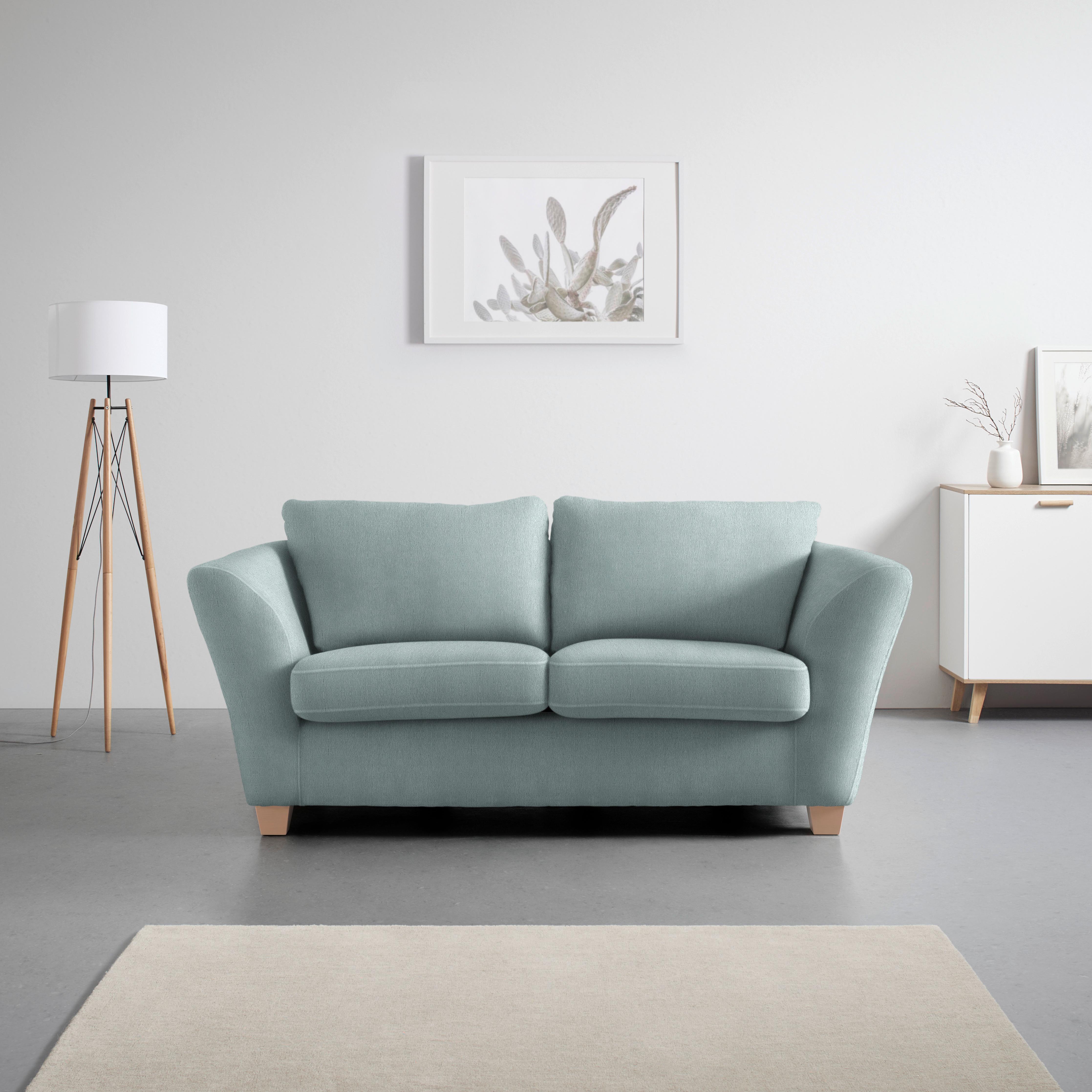 2-Sitzer-Sofa Devado Petrol - Petrol/Naturfarben, Holz/Textil (190/70-85/95cm) - Mömax