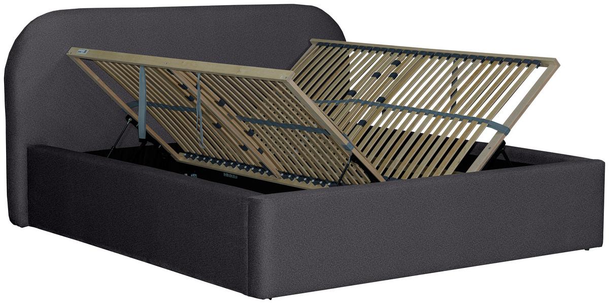 Tapecirani Krevet Bilbao Storage - crna/antracit, Design, drvo/tekstil (160/200cm) - Based