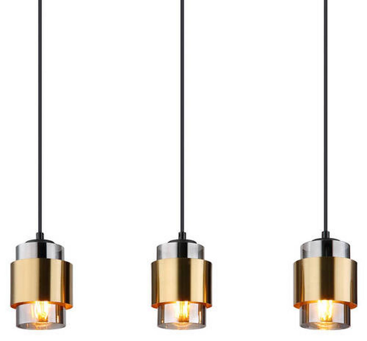 Hängeleuchte Milley Schwarz/ Messingfarben max. 40 Watt - Messingfarben/Schwarz, Design, Glas/Metall (105/10/150cm) - Globo