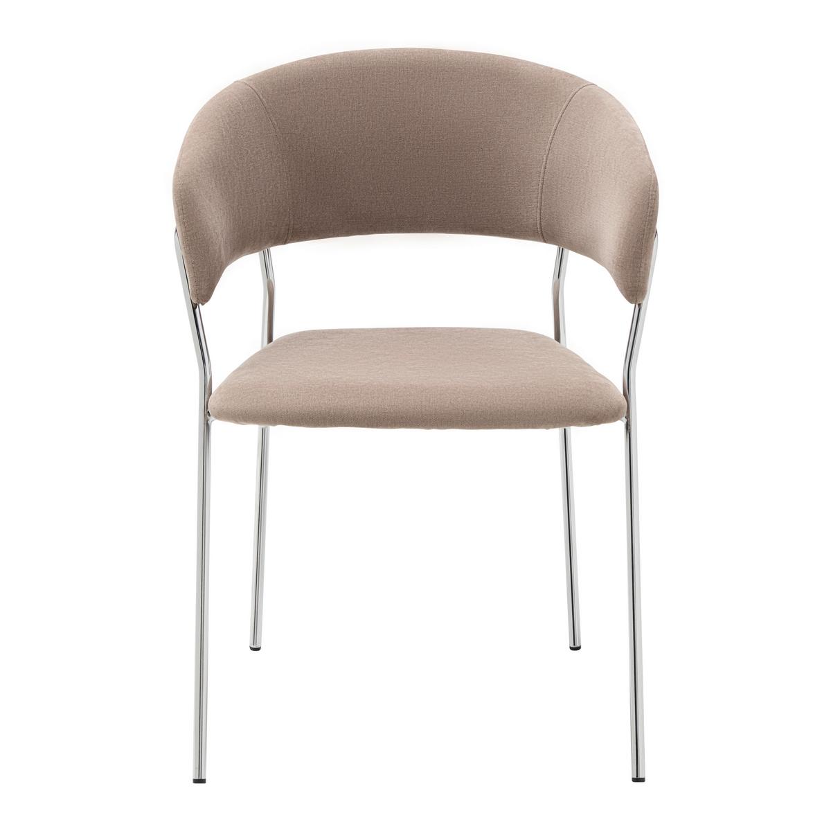 Armlehnstuhl Alice - Chromfarben/Braun, Design, Holz/Textil (53/80/59cm) - Mömax