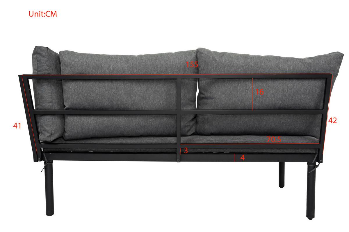 KOMPLET MEBLI TARASOWYCH BORIS - kolor akacjowy/czarny, Basics, metal/drewno (159/273,5cm) - Ambia Garden