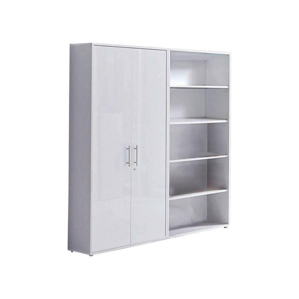 Aktenschrank Office Edition Sw Set 1 hoch Grau/Weiß - Weiß/Grau, MODERN, Holzwerkstoff (168,8/185,6/33cm) - MID.YOU