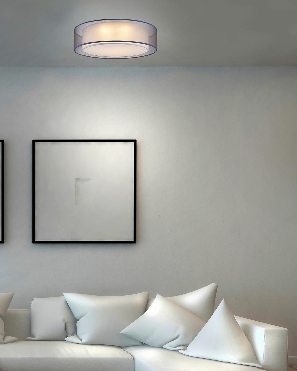 Led-deckenleuchte 60900102 Chloe - Grau/Nickelfarben, Design, Textil/Metall (50/15,5cm) - Globo