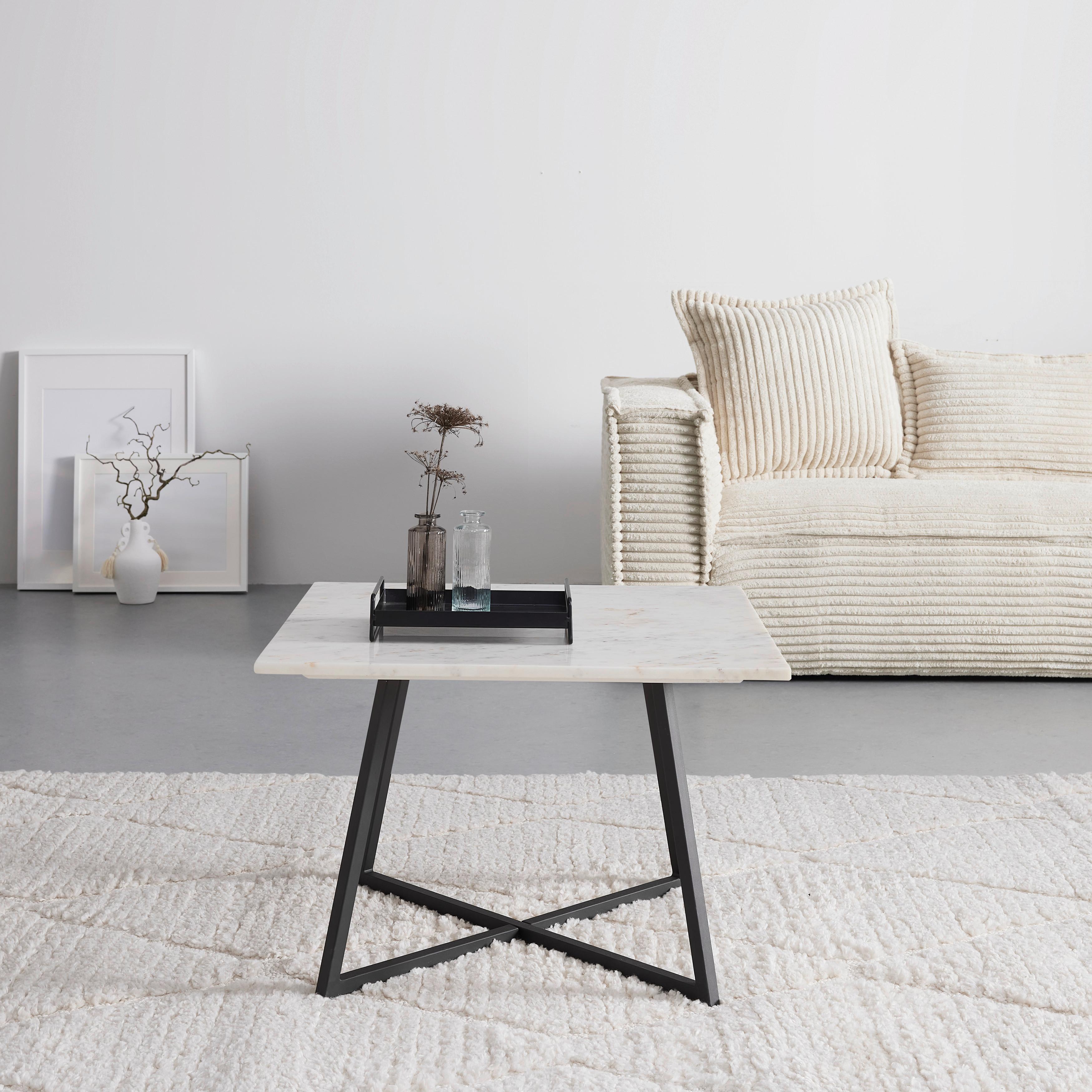 Dohányzóasztal Montevideo - fekete/fehér, Modern, kő/fém (65/44/65cm) - Mömax