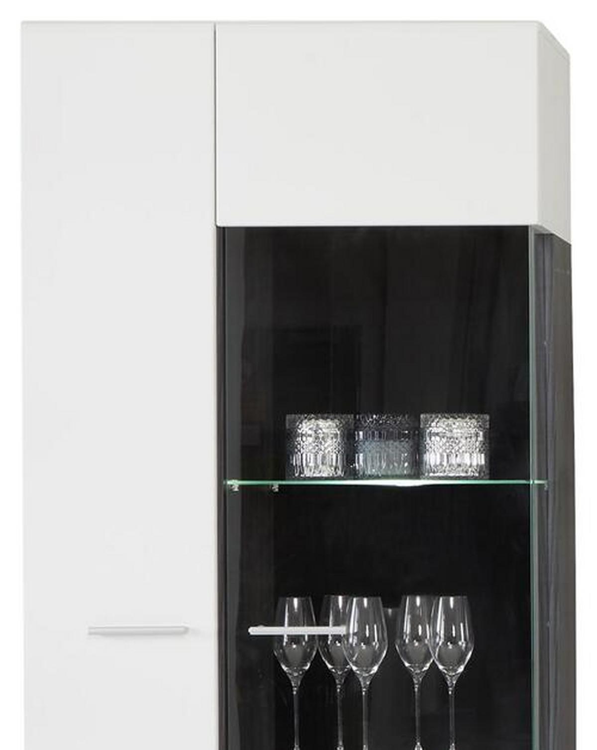 Dnevni Regal Concerto, Bela, Črna, Visoki Sijaj, Led - srebrne barve/črna, Moderno, umetna masa/steklo (308/190/41cm) - Modern Living