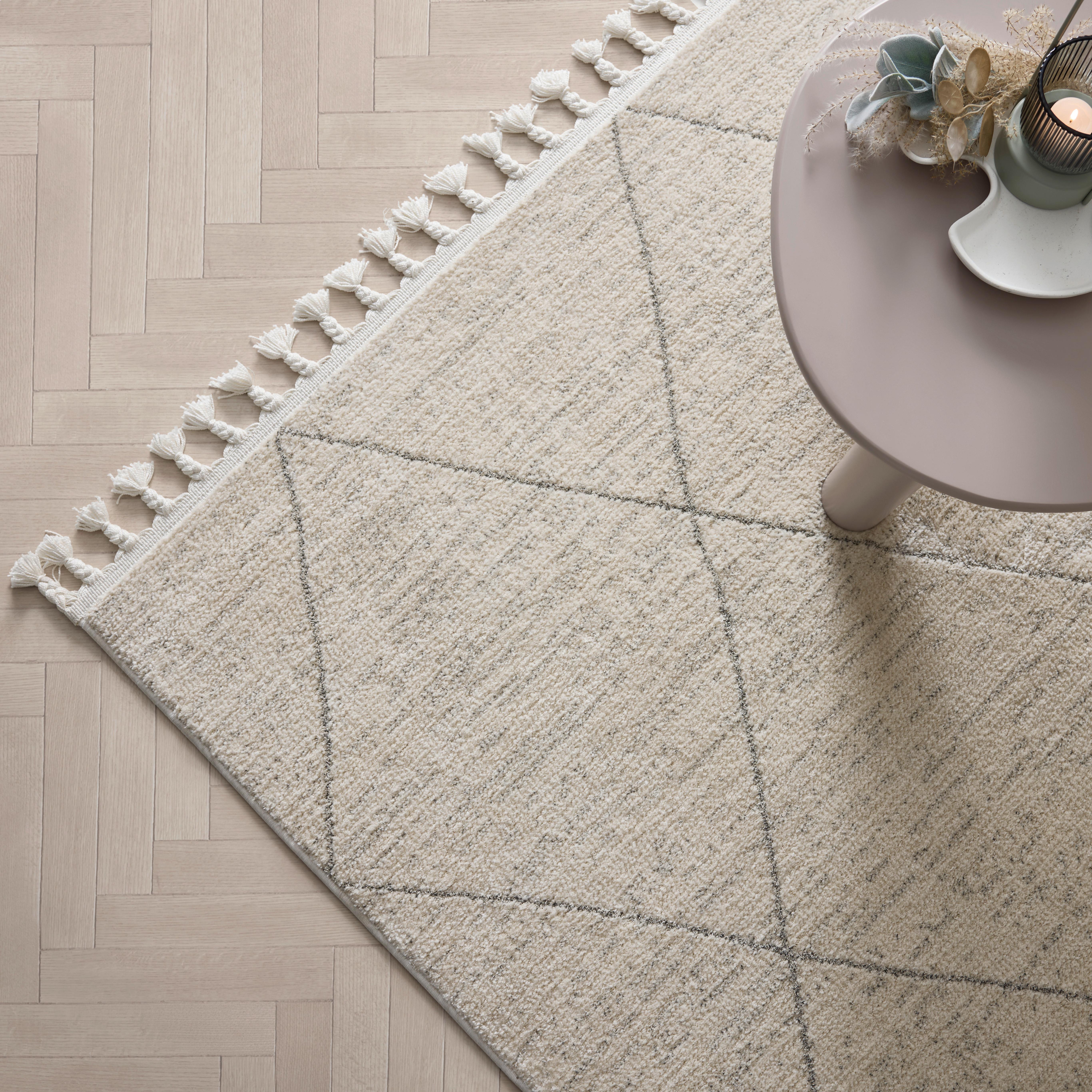 VÄVD MATTA ADJER 1 - ljusgrå/Alabasterfarben, Modern, textil (80/150cm) - Mömax