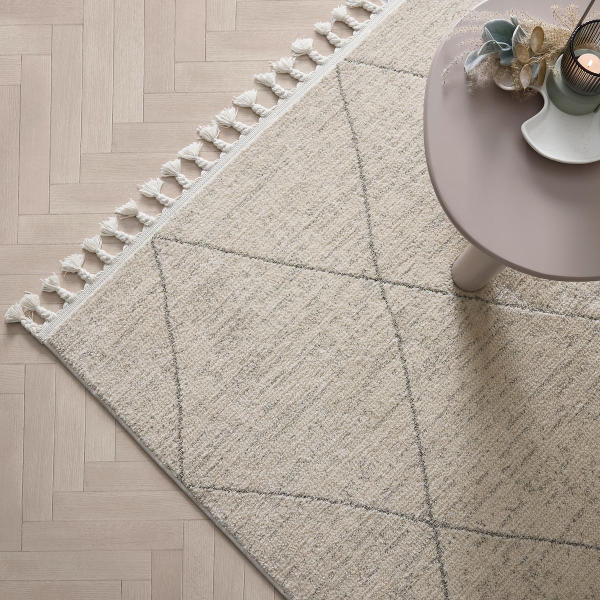 Webteppich Adjer 3 Hellgrau ca. 160x230cm - Alabasterfarben/Hellgrau, Modern, Textil (160/230cm) - Mömax