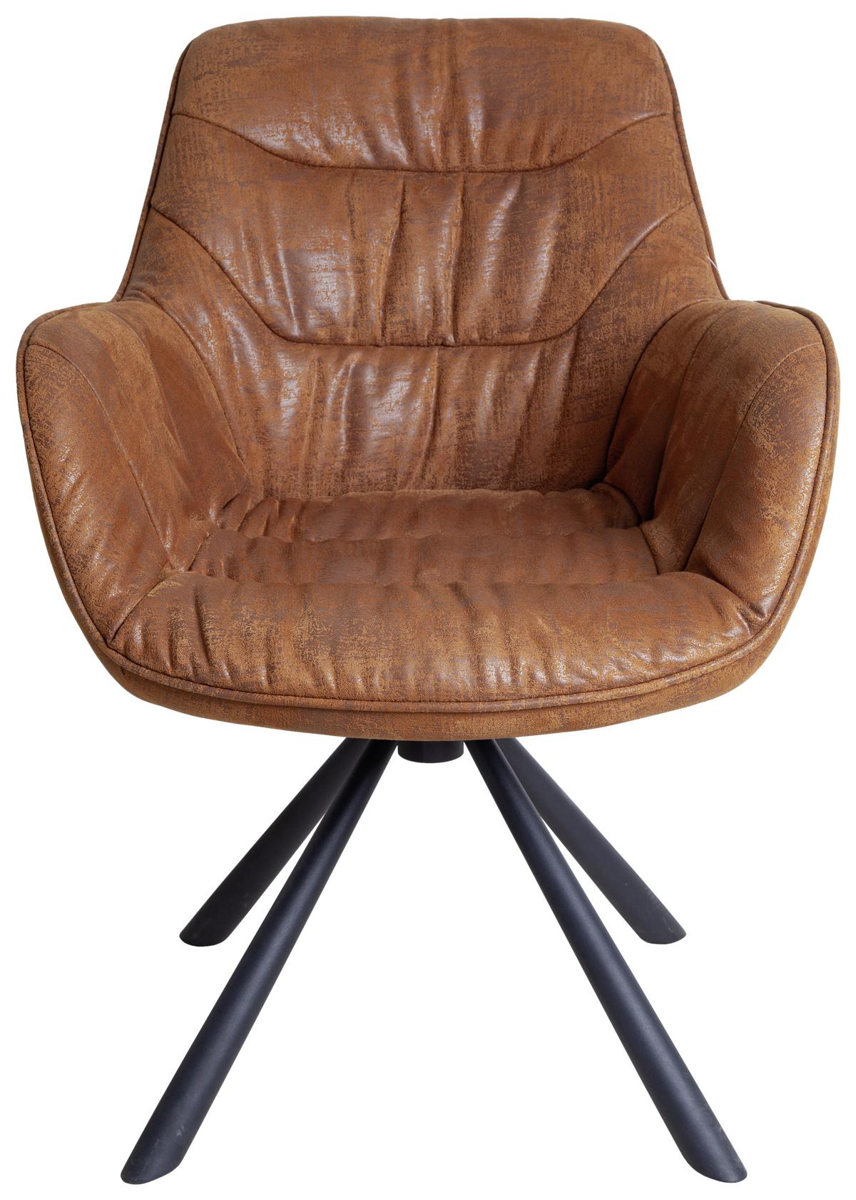 KRZESŁO Z PODŁOKIETNIKAMI HEIKO    -HOM IN- - czarny/brązowy, Design, metal/tkanina (62/83,5/63cm) - Hom`in