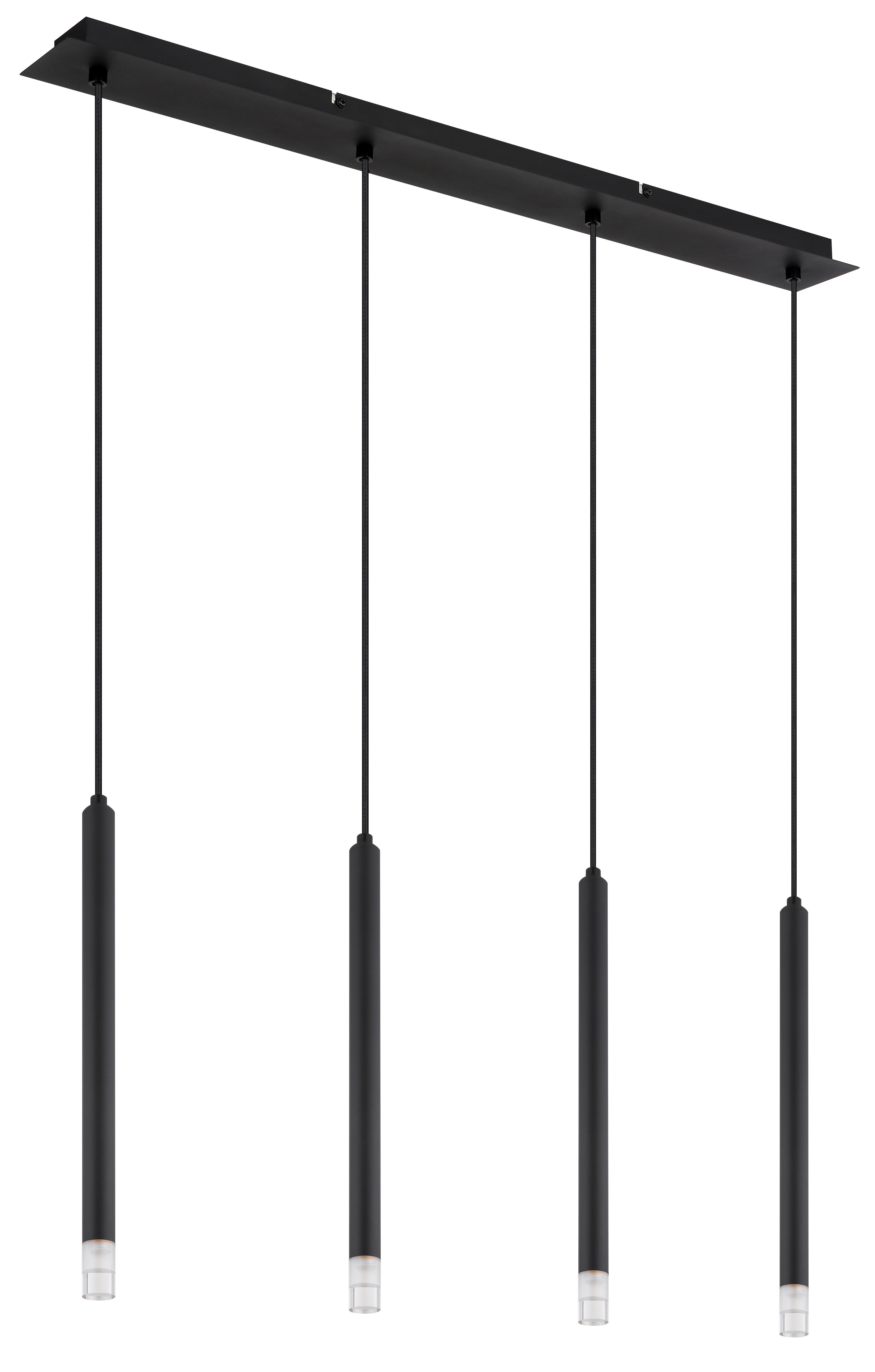 Hängeleuchte Blake Schwarz/Klar max. 4 Watt - Klar/Schwarz, Design, Kunststoff/Textil (76/8/120cm) - Globo