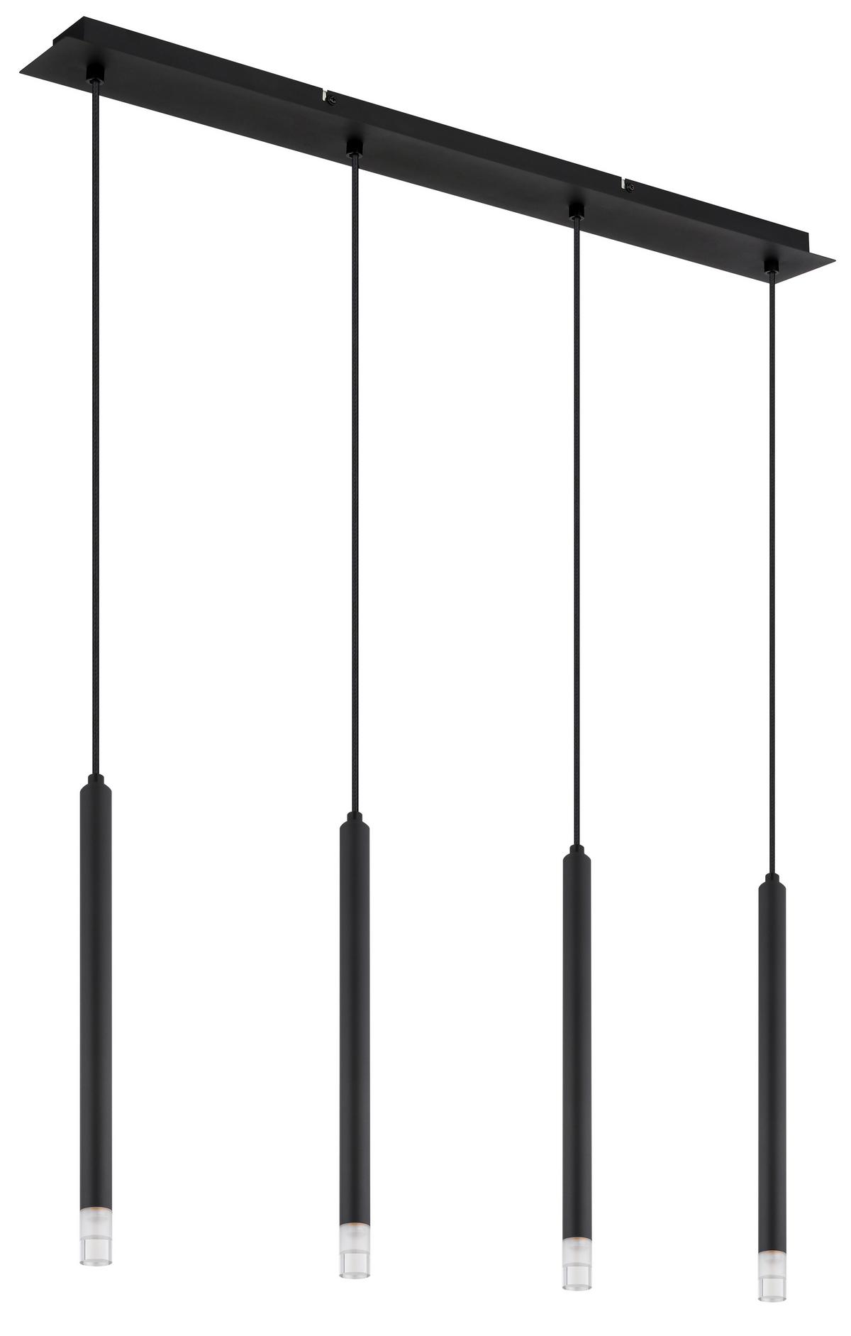 Hängeleuchte Blake Schwarz/Klar max. 4 Watt - Klar/Schwarz, Design, Kunststoff/Textil (76/8/120cm) - Globo
