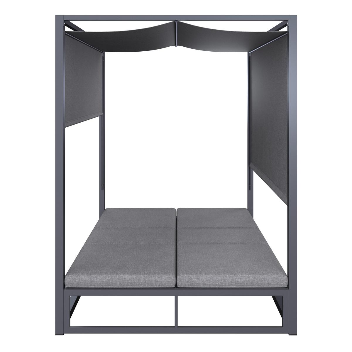 Sonneninsel Aviva Dunkelgrau Wetterfest - Grau, Modern, Textil/Metall (200/196/148cm) - Bessagi Garden