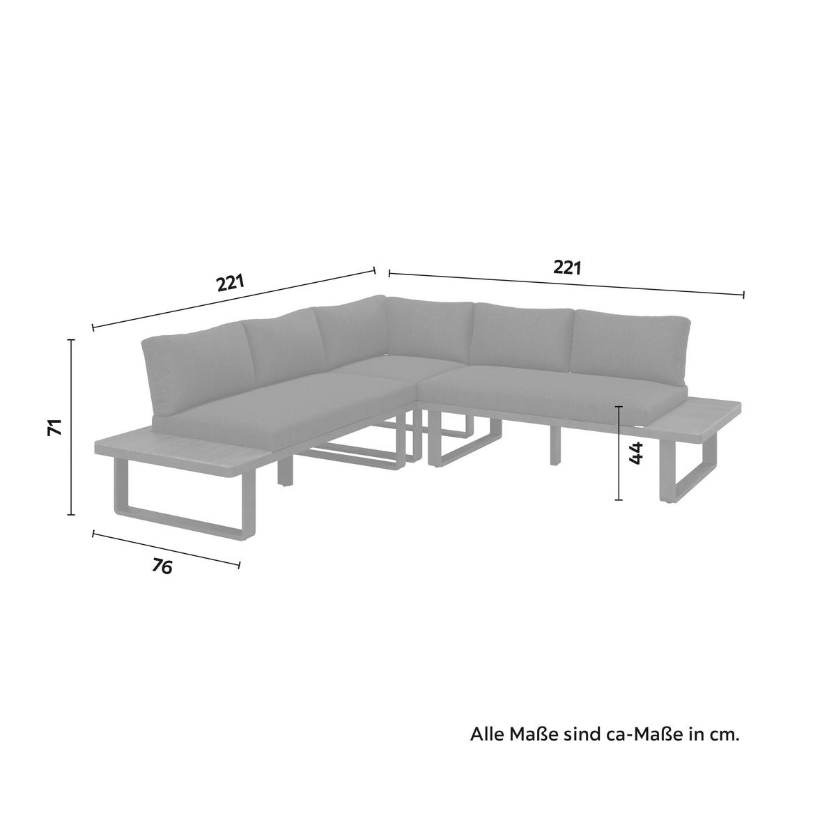 Dining-Loungeset Gianna Schwarz aus Holz/Textil/Metall - Schwarz/Teakfarben, Modern, Holz/Textil (221/71/76cm) - Bessagi Garden