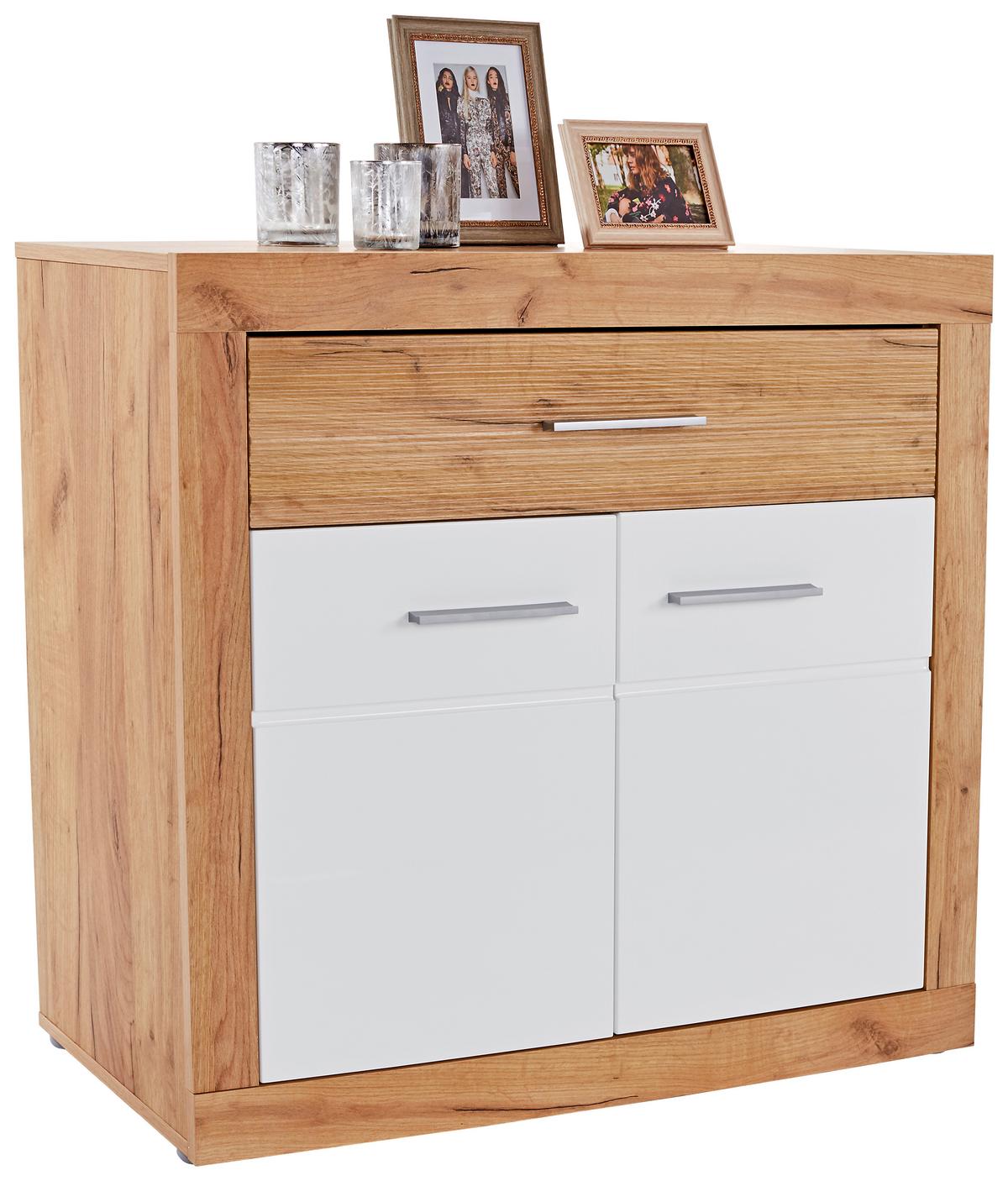 Comodă Malta - alb/culoare lemn stejar, Modern, material pe bază de lemn (96,4/86/39,9cm) - Modern Living