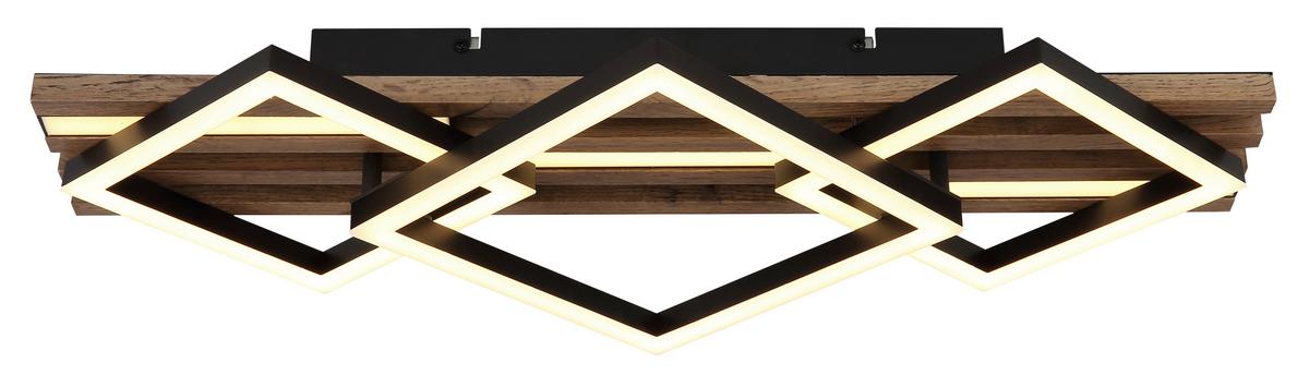 LED Mennyezeti Lámpa 67344d2 Obrien - sötétbarna/fekete, Natur, műanyag/faalapú anyag (61/31/9,5cm) - Globo
