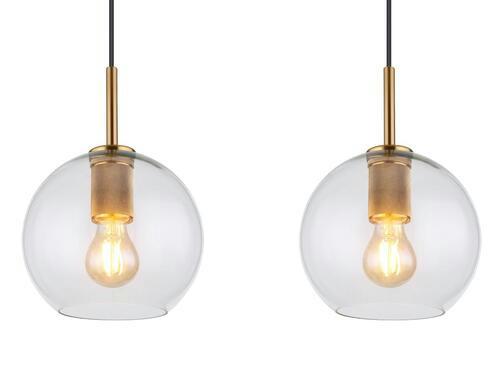 HÄNGELEUCHTE 15462H2 - Klar/Messingfarben, Design, Glas/Kunststoff (90/20/120cm) - Globo