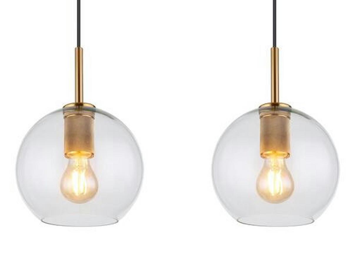 HÄNGELEUCHTE 15462H2 - Klar/Messingfarben, Design, Glas/Kunststoff (90/20/120cm) - Globo