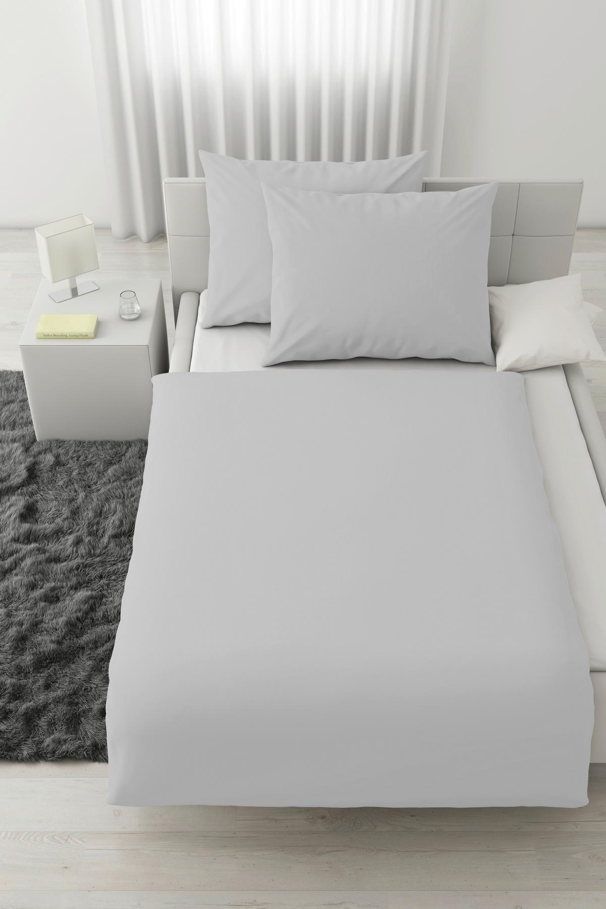 Bettwäsche Stone Washed Uni XXL ca. 200x220cm - Hellgrau, MODERN, Textil (200/220cm) - Modern Living