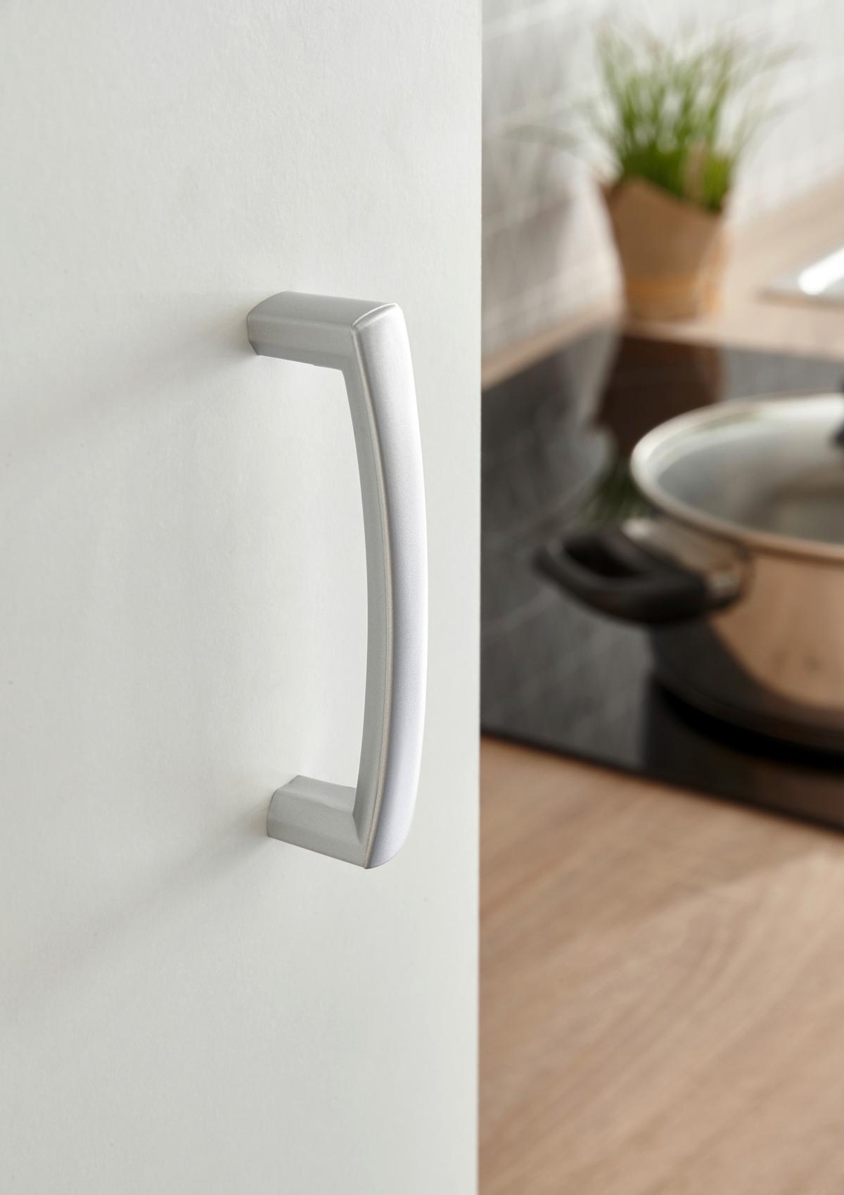 MEBLE KUCHENNE BEZ SPRZĘTÓW ANDY - kolor srebrny/biały, Modern, materiał drewnopochodny/tworzywo sztuczne (280cm) - MID.YOU