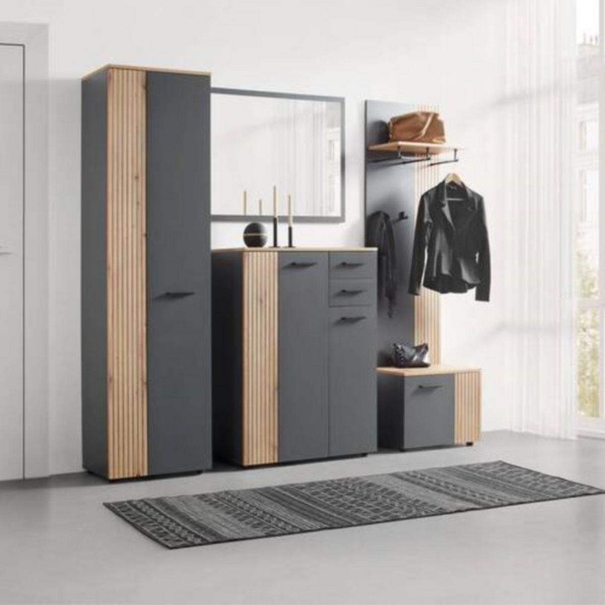 Schuhschrank Cadix Anthrazit/Eichefarben - Eichefarben/Anthrazit, Modern, Holzwerkstoff/Kunststoff (90/110/36cm) - Mömax