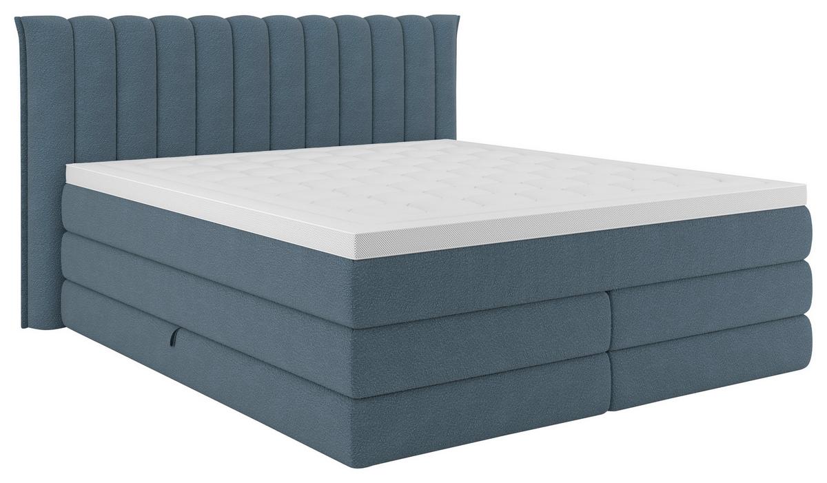 Boxspringbett Lina Blau ca. 180x200cm - Blau, KONVENTIONELL, Holz/Holzwerkstoff (180/200cm) - Premium Living