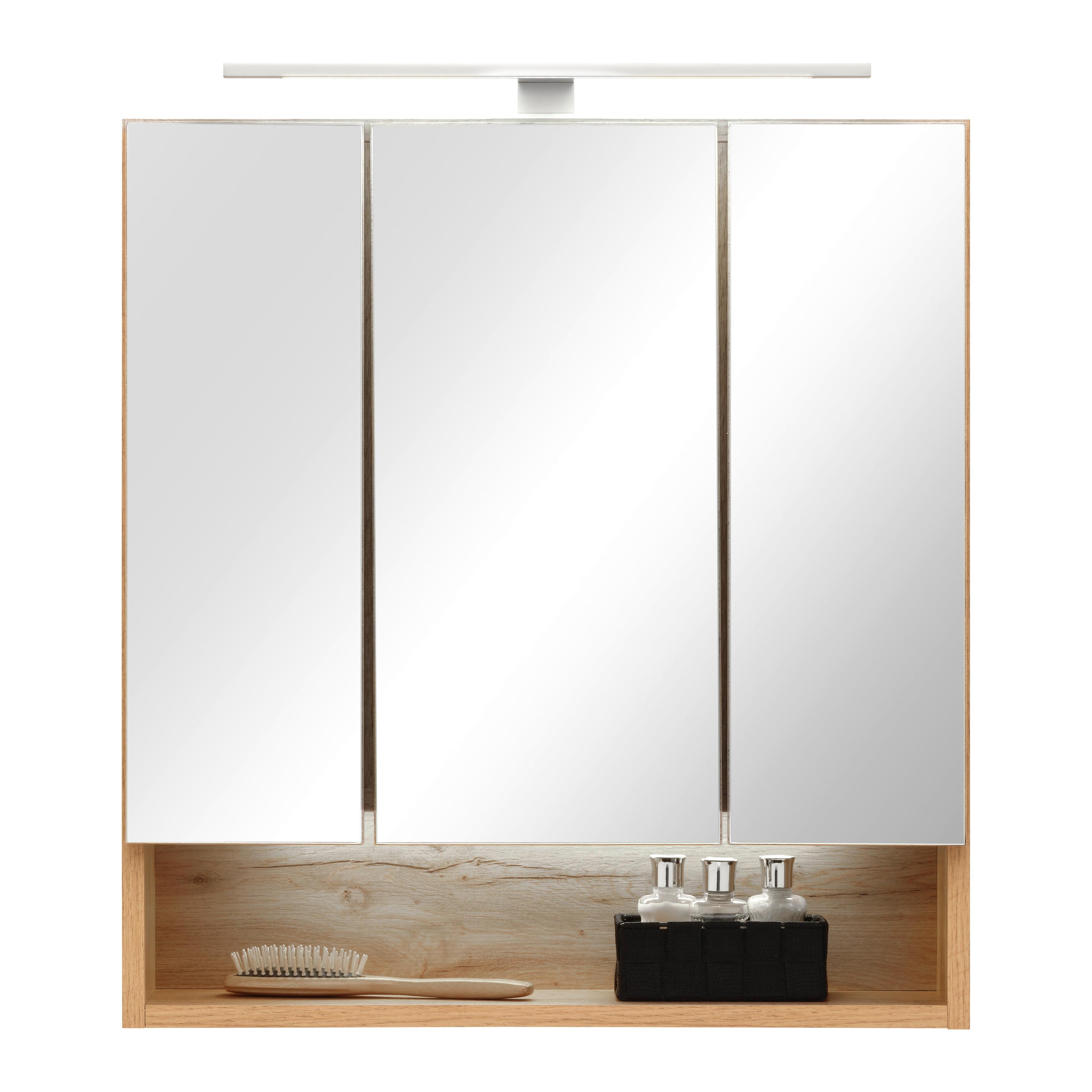 Spiegelschrank Jakarta Wotan Eiche - Eiche Wotan, MODERN, Glas/Holzwerkstoff (60/64/20cm) - Mömax