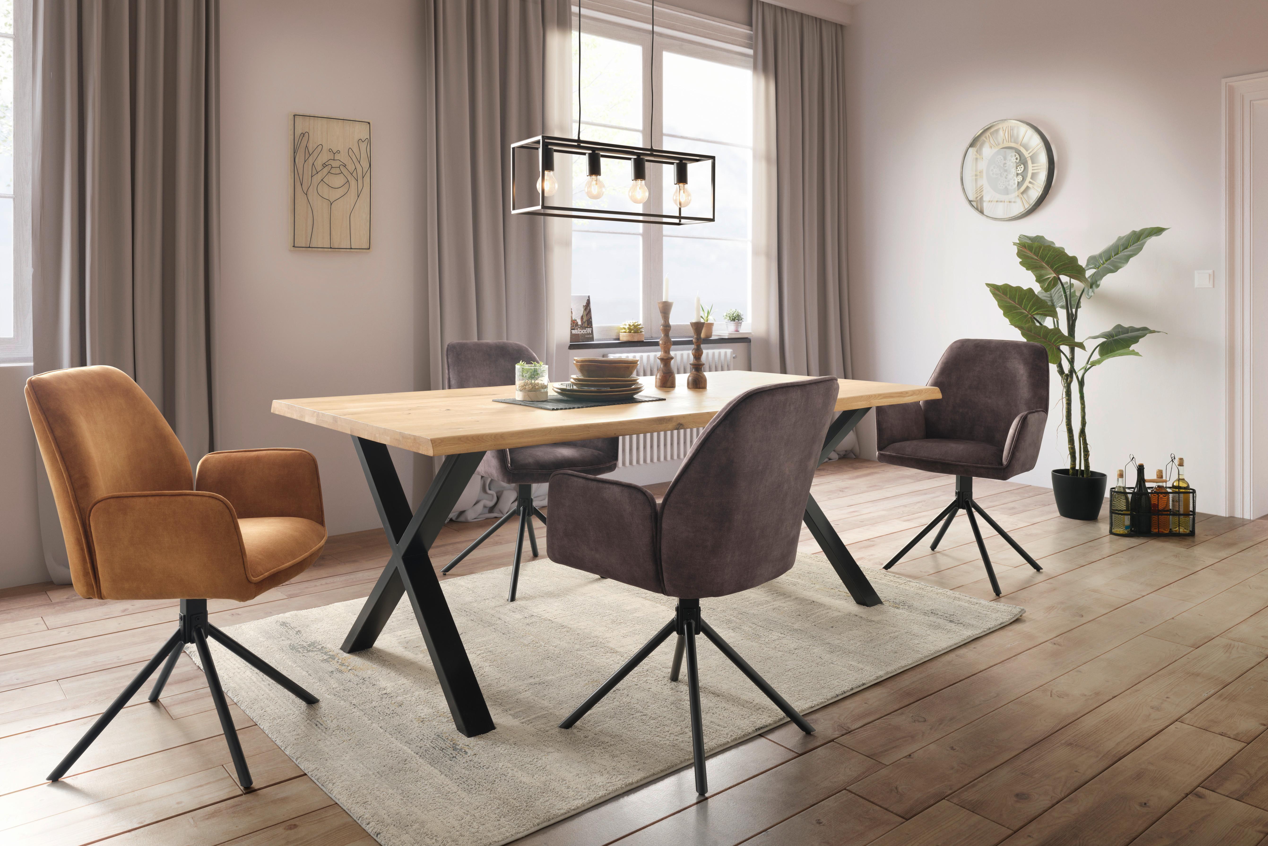 MATBORD OAK - vildek/svart, Natur, metall/trä (180/90/75cm) - Zandiara