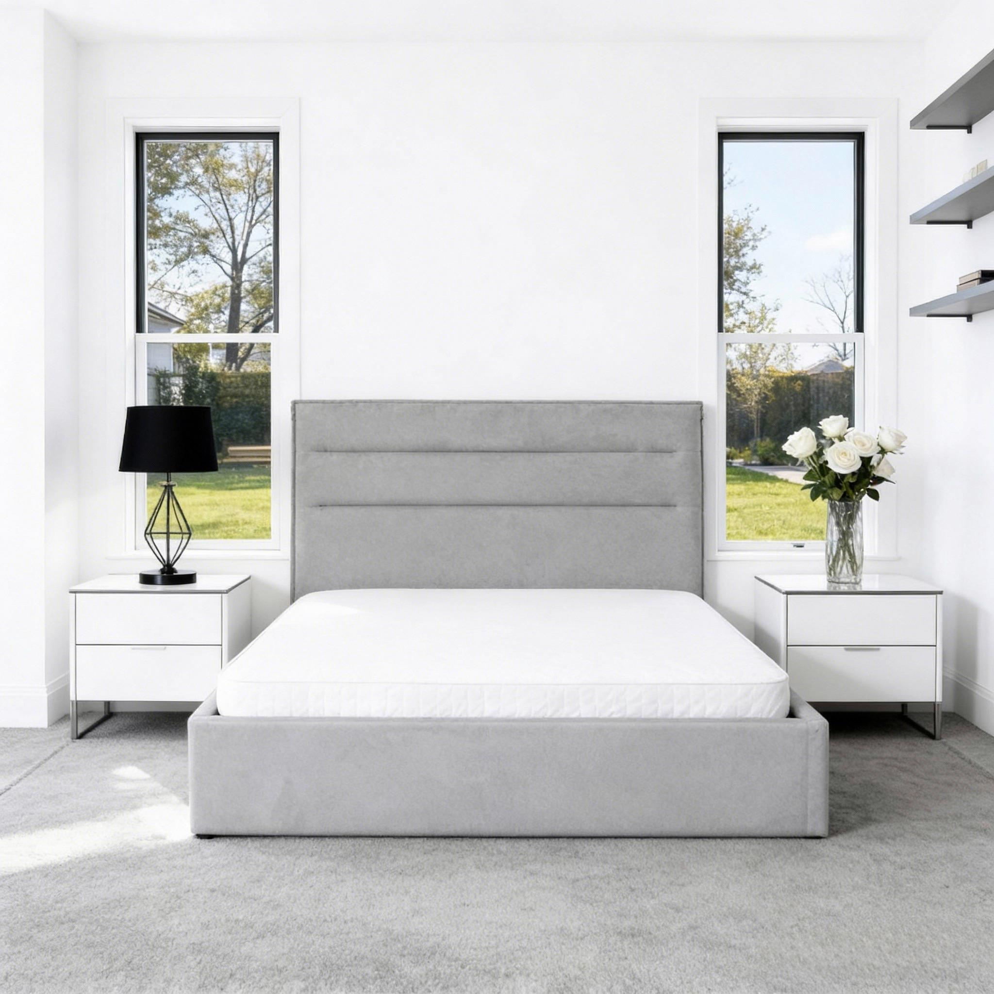 STOPPAD SÄNG SIENNA -EXKLUSIV- -BASED- - ljusgrå/svart, Lifestyle, metall/trä (140/200cm) - Based