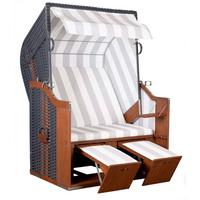 Strandkorb Profi Ostsee Poel Mahagoni/Grau/Weiß - Dunkelbraun/Weiß, KONVENTIONELL, Holz (124/159/87cm)