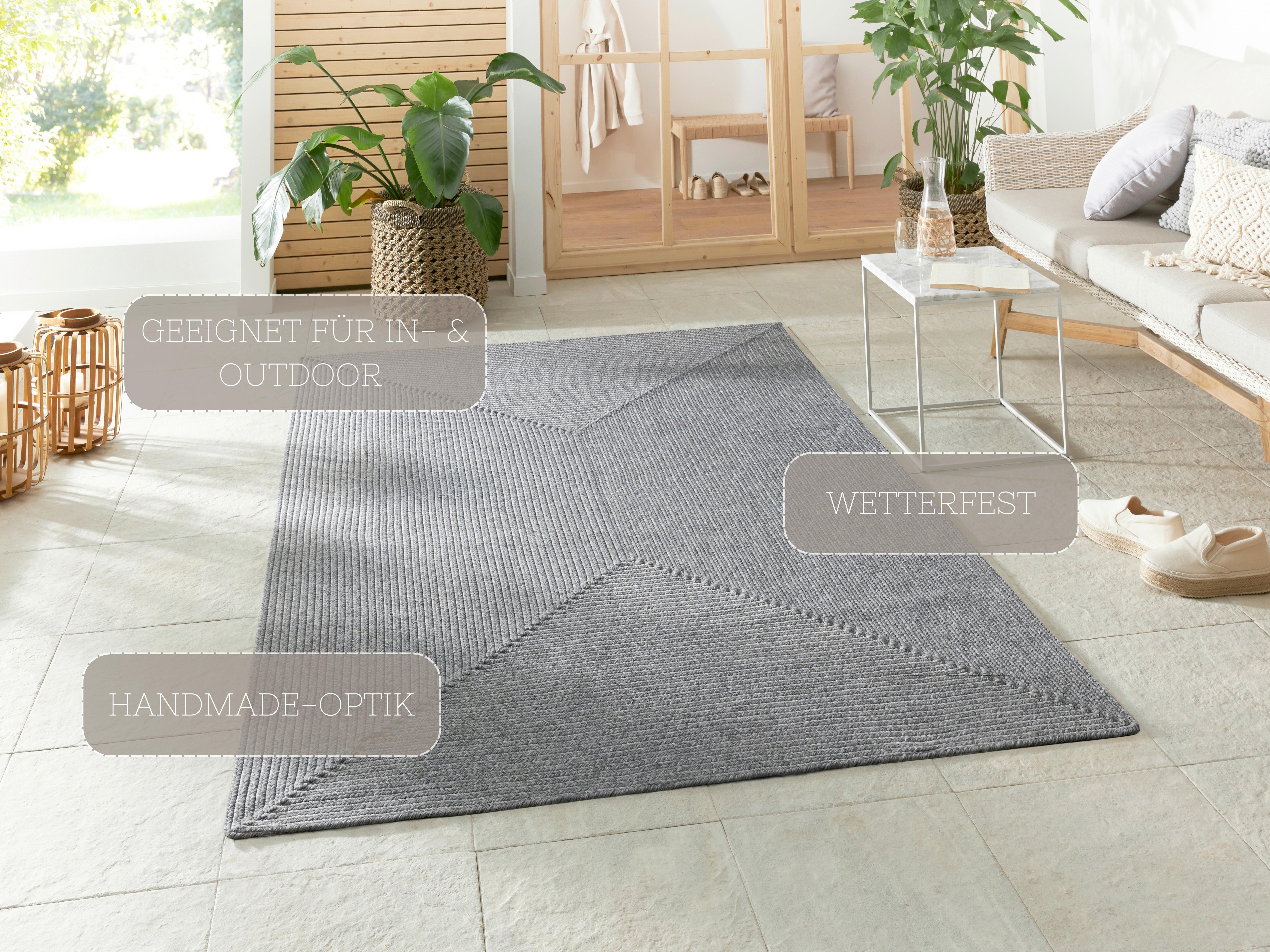 Outdoorteppich Trenzado Hellgrau ca. 200x290cm - Hellgrau, Basics, Kunststoff (200/290cm)