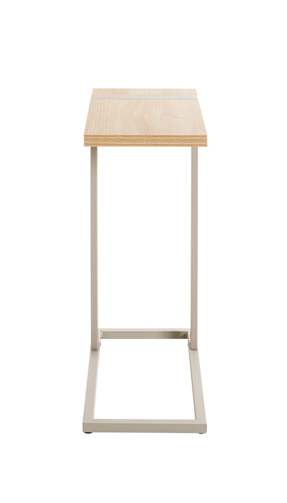 STOLIK BOCZNY SARAGOSSA 2 - kolor dębowy/szary, Design, materiał drewnopochodny/metal (49/24/64cm)