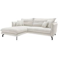 Ecksofa Lava Weiß Velours - Creme/Schwarz, Design, Textil/Metall (180/255cm) - Livetastic