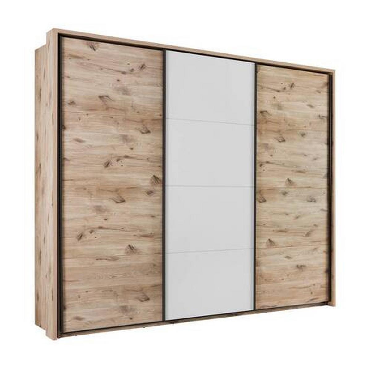 Schwebetürenschrank Ravenna in Eichefarben/Hellgrau - Eichefarben/Hellgrau, Konventionell, Holzwerkstoff/Metall (280/231/60cm) - Premium Living