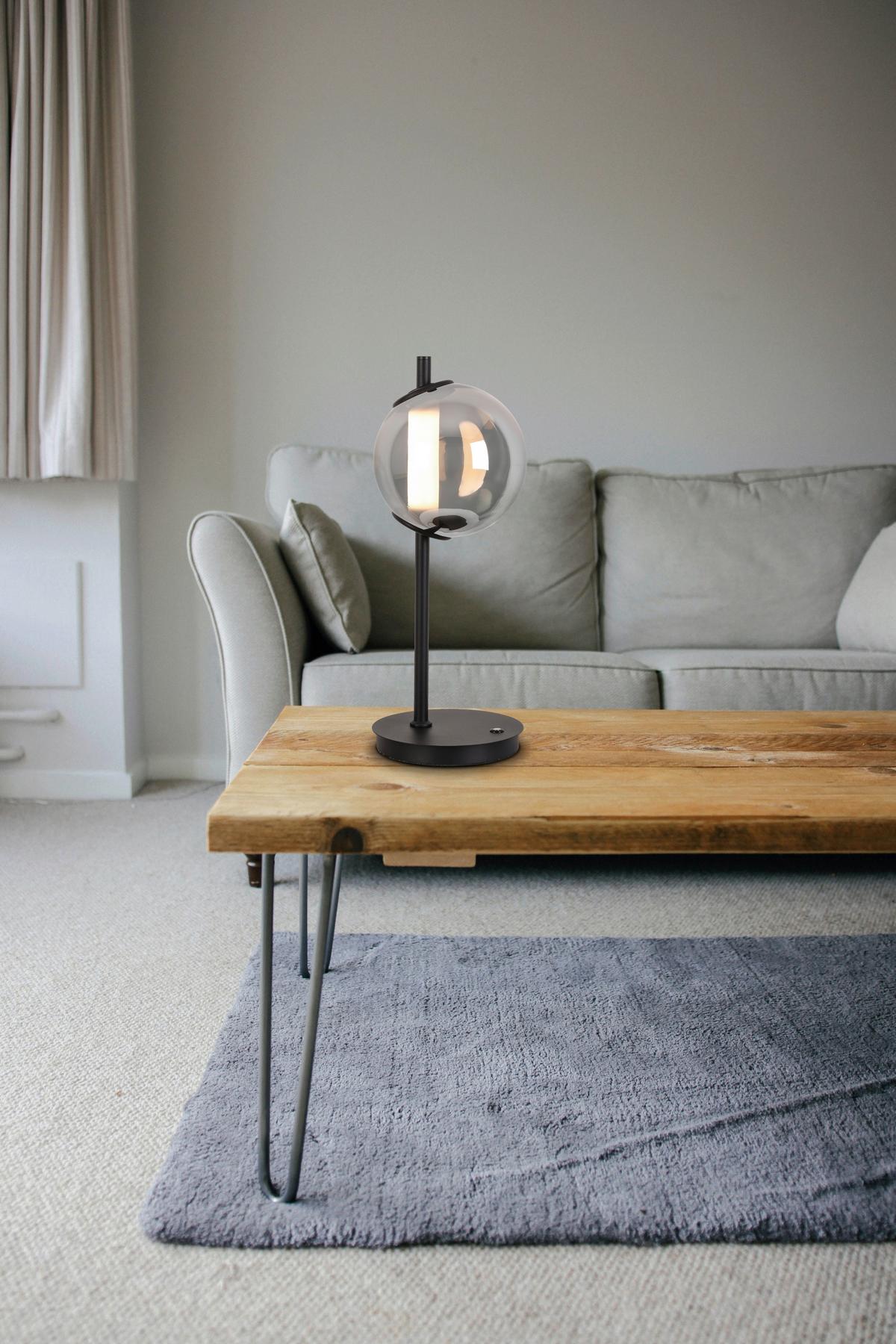 LAMPA STOŁOWA LED SECO *DK* - czarny/kolor chromowy, Design, tworzywo sztuczne/metal (20/51cm) - Dieter Knoll