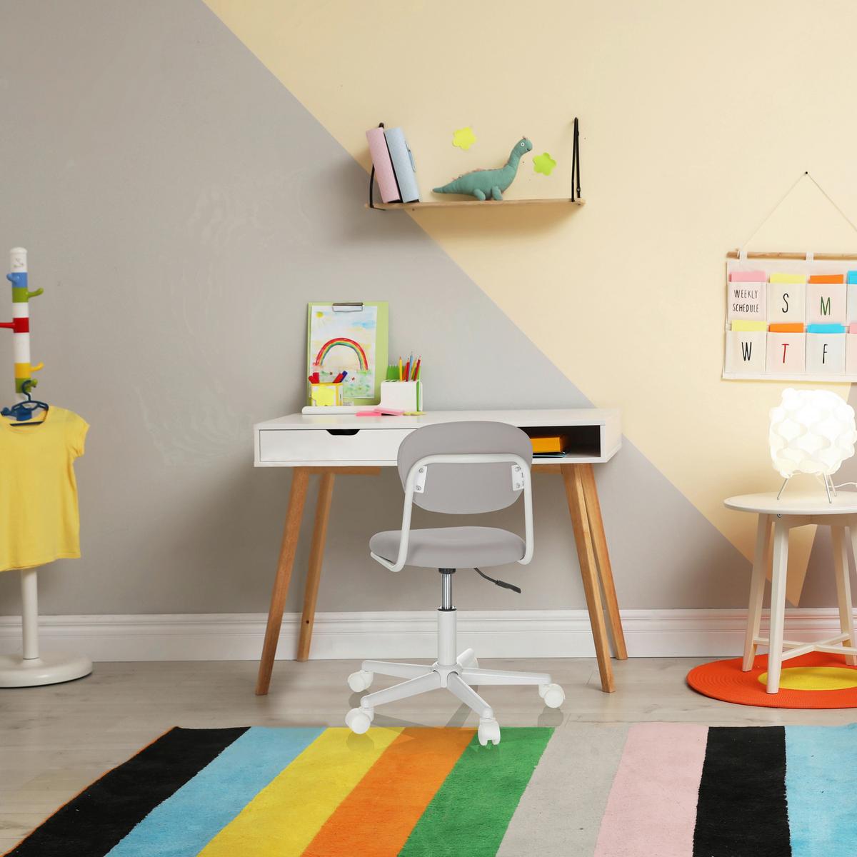 Otroški Vrtljivi Stol Kiddy Base I, Siva - siva/bela, Basics, umetna masa/tekstil (60/72-83/60cm) - MID.YOU