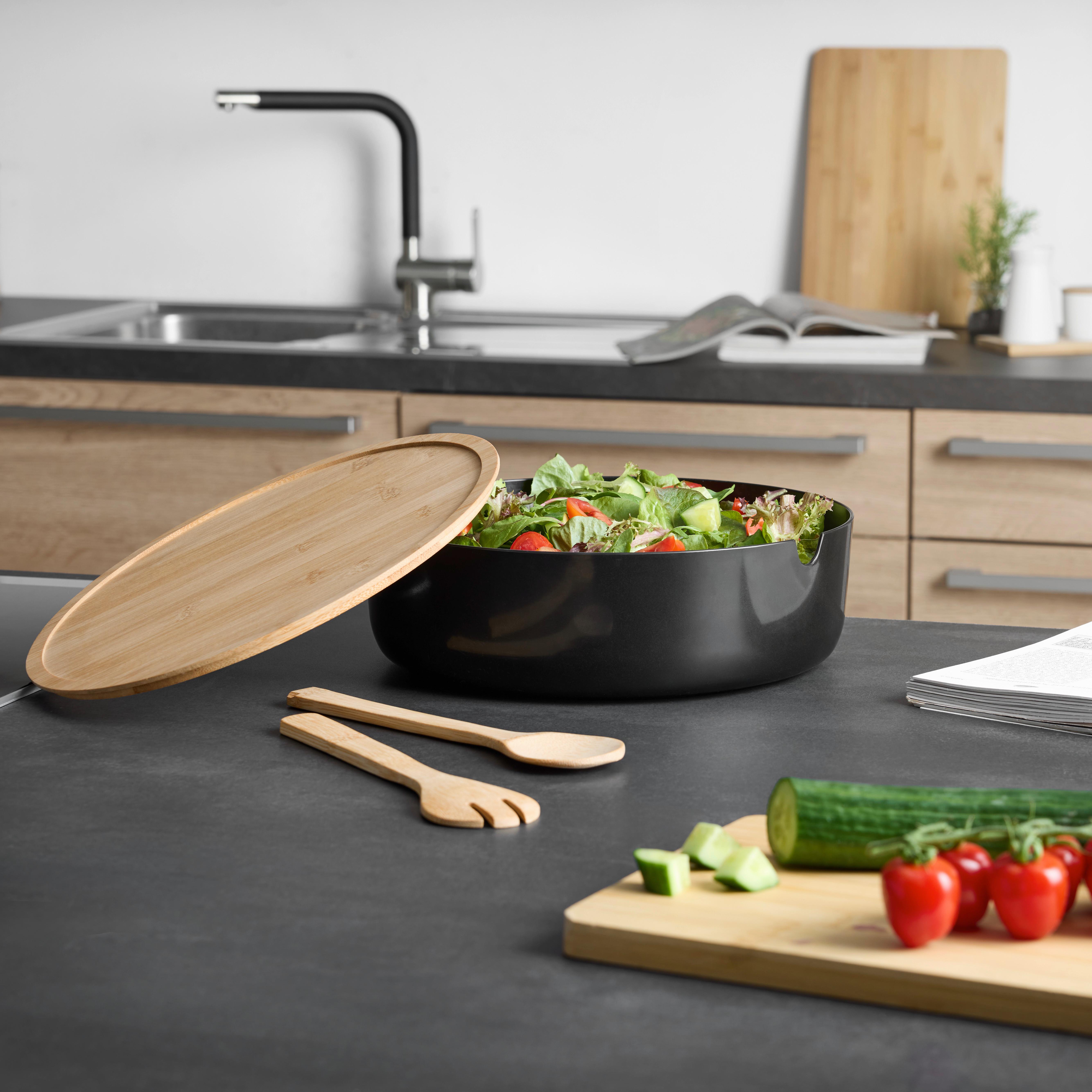 SALLADSSET MAGNUS - svart/naturfärgad, Klassisk, naturmaterial (30,5/9,5cm) - Mömax